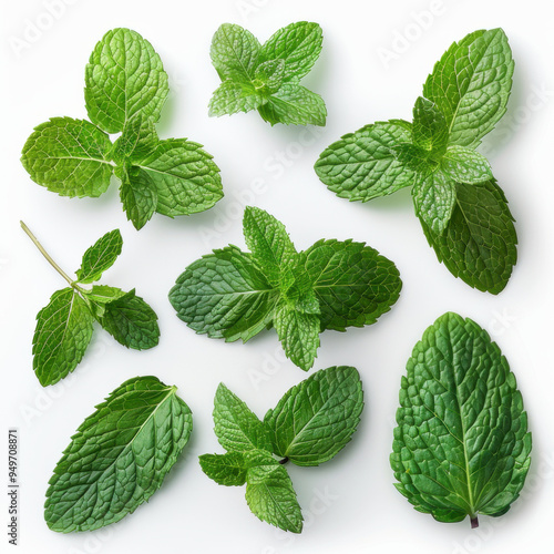 Mint leaves isolated on white background