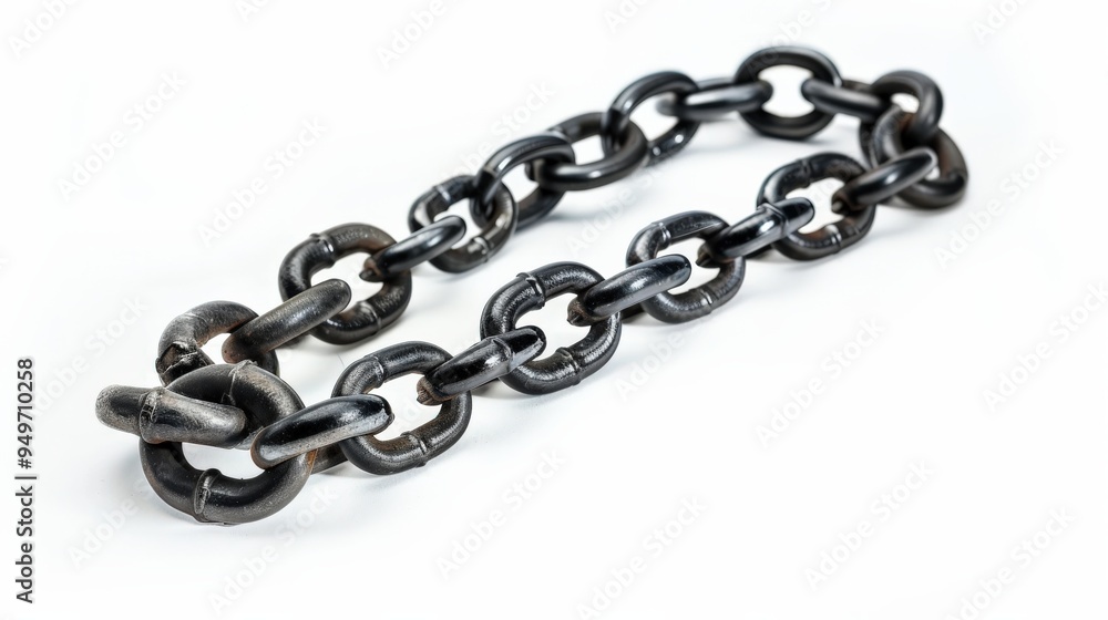 Fototapeta premium Black Chain Isolated on White Background. Security and Protection Concept