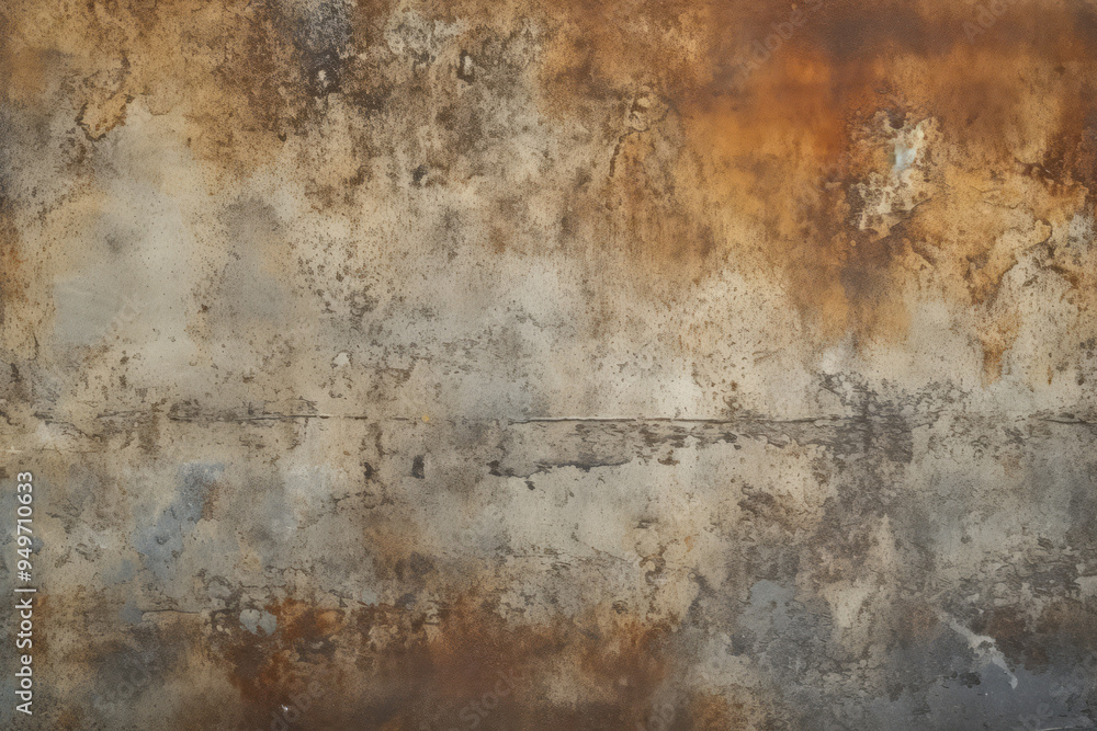 Obraz premium Processed collage of old rusty metal sheet texture in daylight. Background for banner