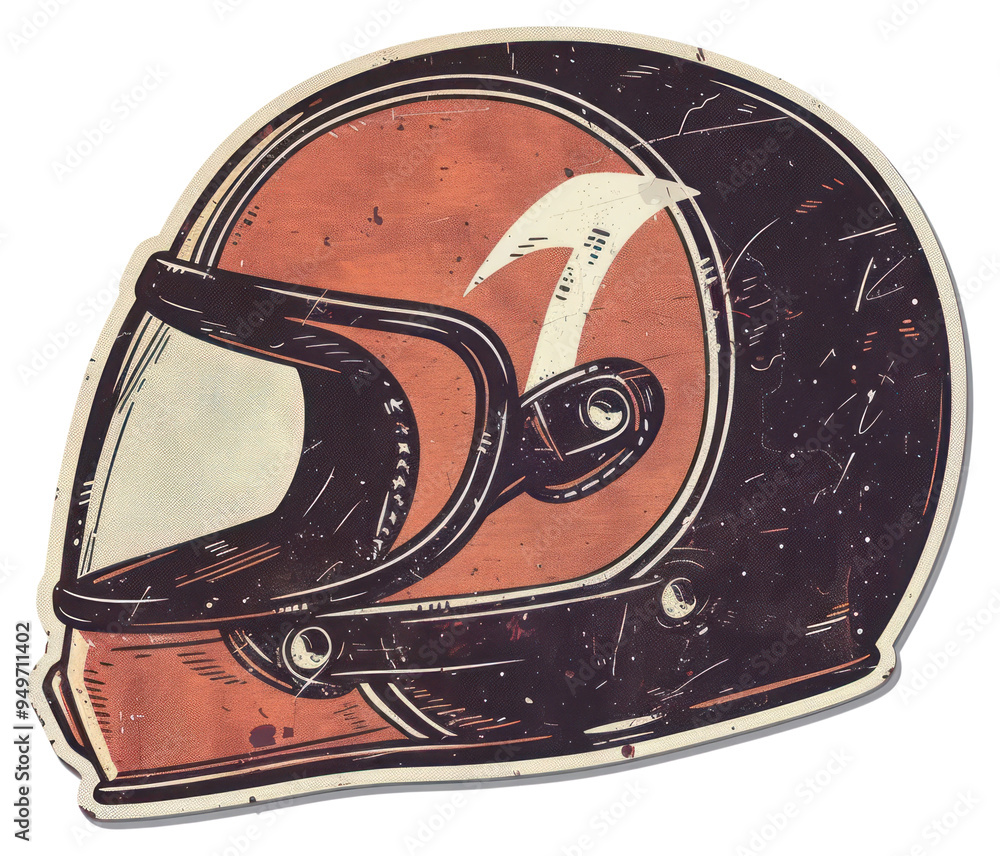 Fototapeta premium PNG Vintage motorcycle helmet illustration