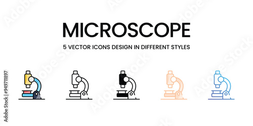Microscope icons set vector stock illustration