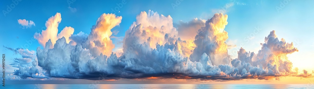 Fototapeta premium Dramatic evening sky with rolling storm clouds, intense weather, vivid display