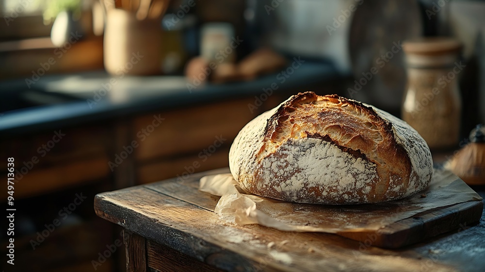 Homemade white and wholemeal sourdough bread for sustainable and eco friendly living minimal lifestyle setting in the kitchen ready for eating shot in macro : Generative AI Homemade white and wholemeal sourdough bread for sustainable and eco friendly living minimal lifestyle setting in the kitchen ready for eating shot in macro : Generative AI