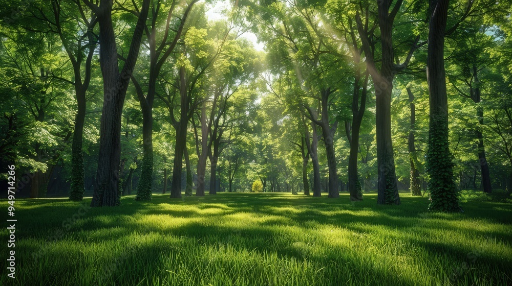 Obraz premium sun rays in the forest.