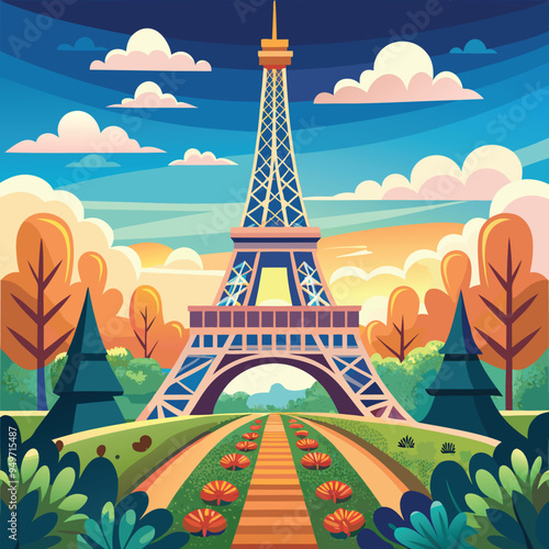 Vector Paris France Eiffel Tower