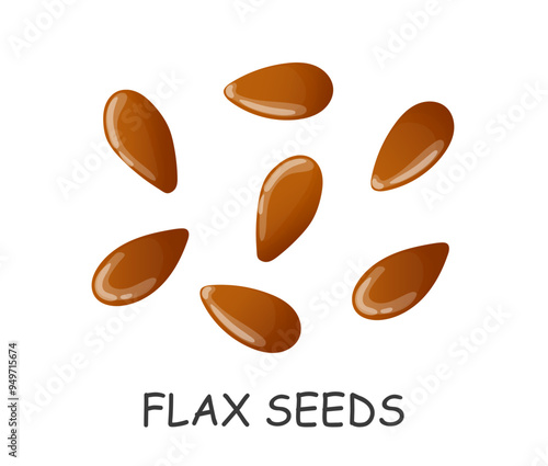 flax seeds hand drawn in cartoon style