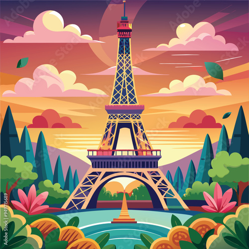 Vector Paris France Eiffel Tower