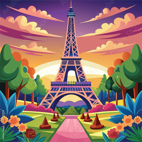 Vector Paris France Eiffel Tower