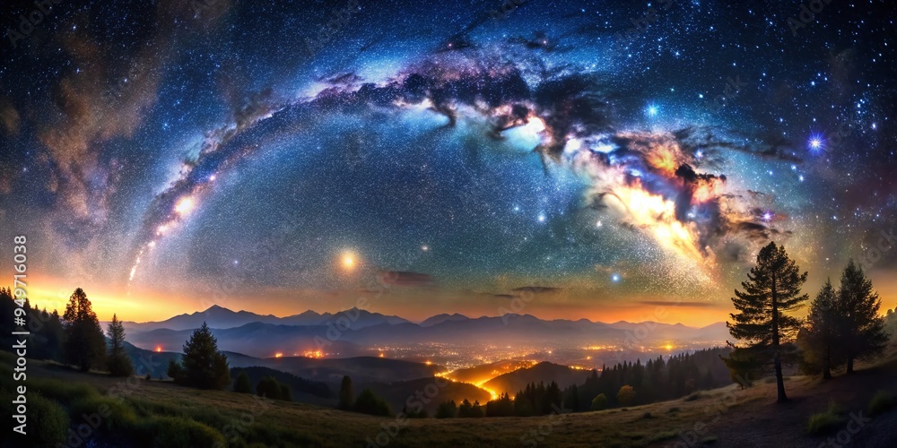 Obraz premium mystical panoramic starry night celestial wonder
