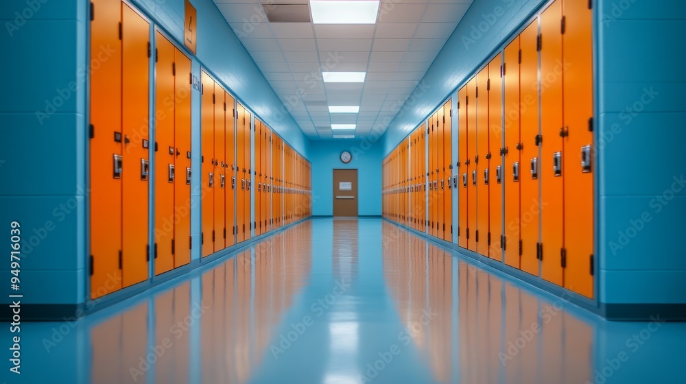 Fototapeta premium lockers, each with its door slightly ajar, revealing different subjects