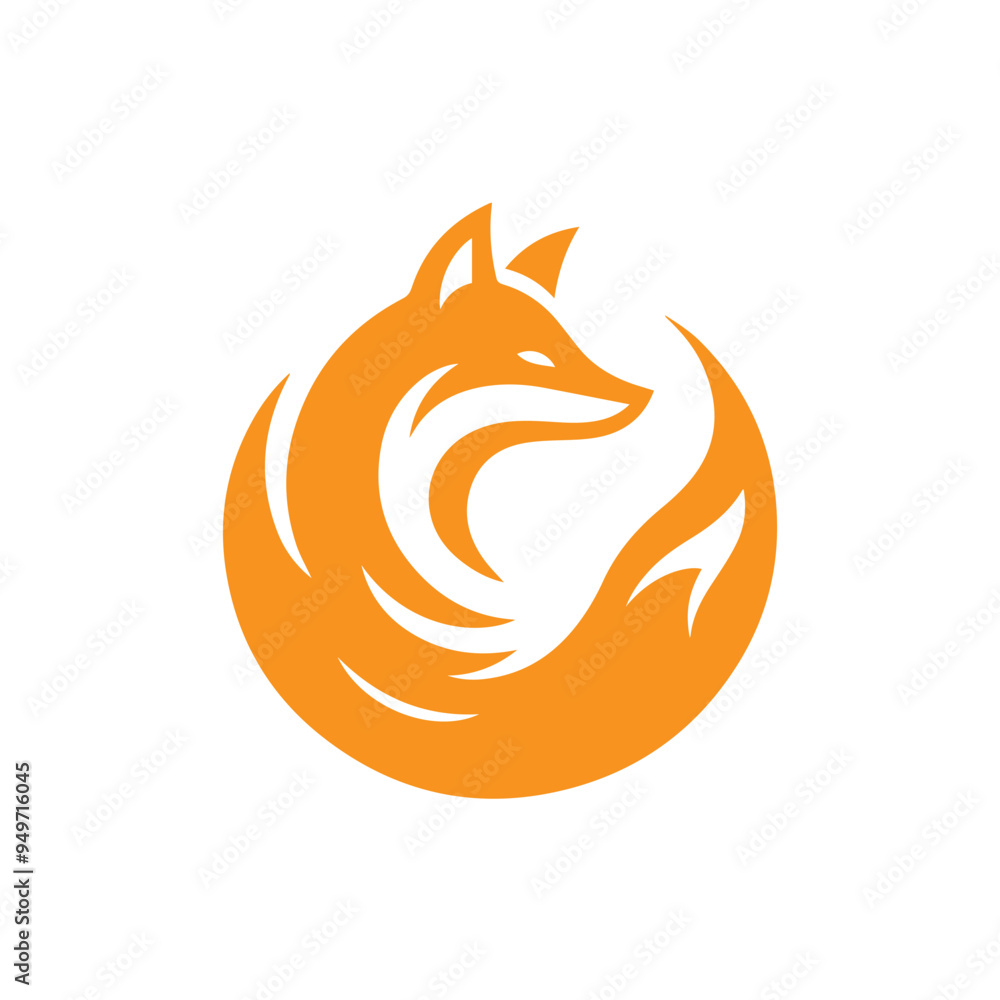 Fototapeta premium modern and simple orange fox logo icon 