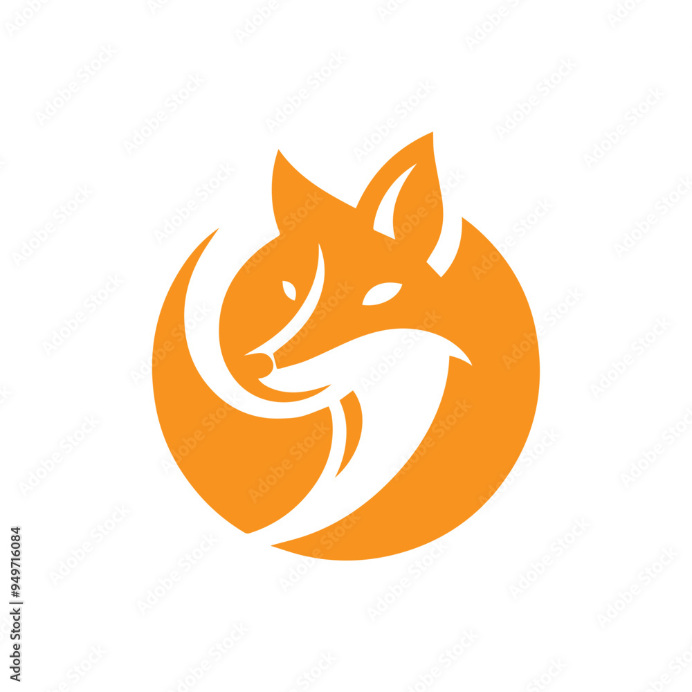 Obraz premium modern and simple orange fox logo icon 