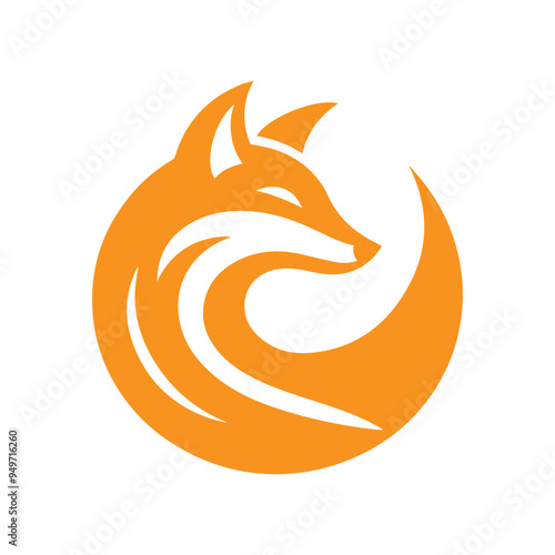 modern and simple orange fox logo icon 