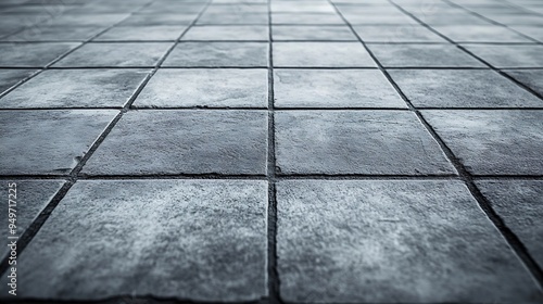 Business concept  empty stone floor top in perspective grey tile floor background in perspective view grid line texture For decoration in bathroom kitchen and laundry room empty or cop : Generative AI