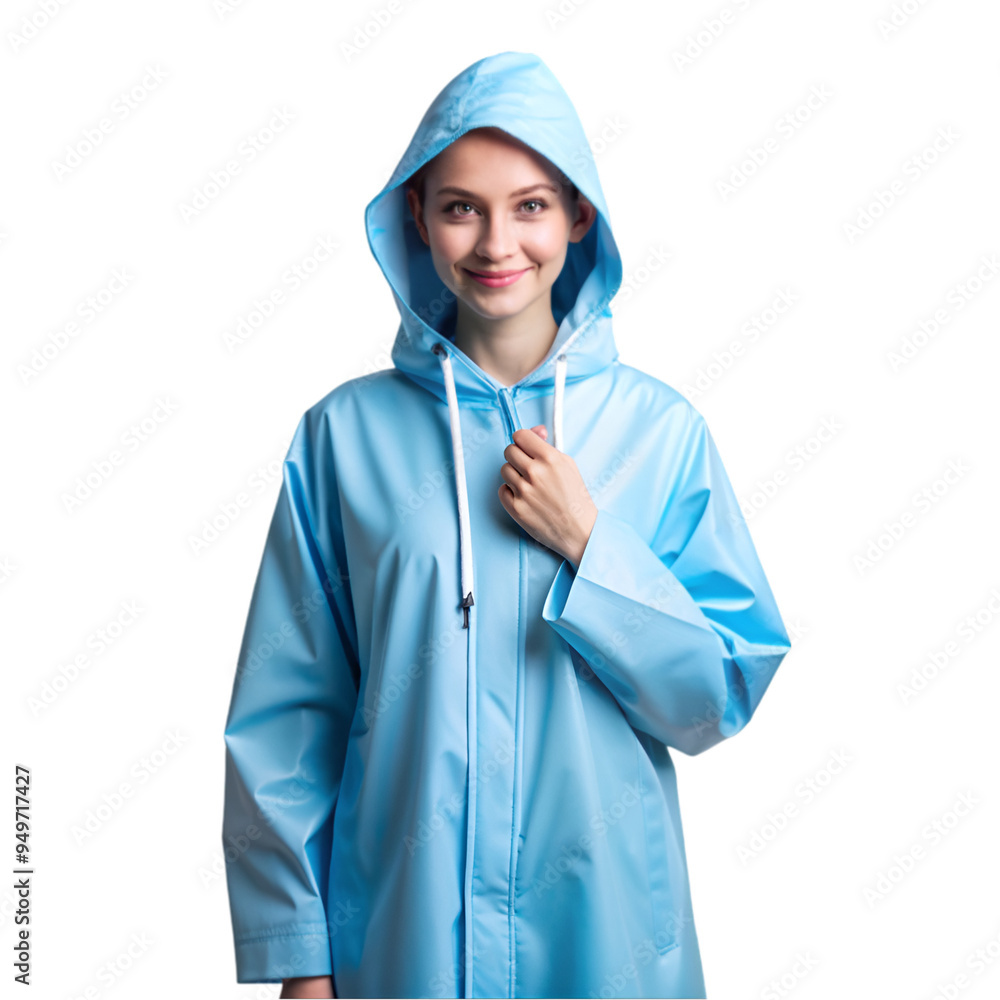 A blue raincoat A blue raincoat