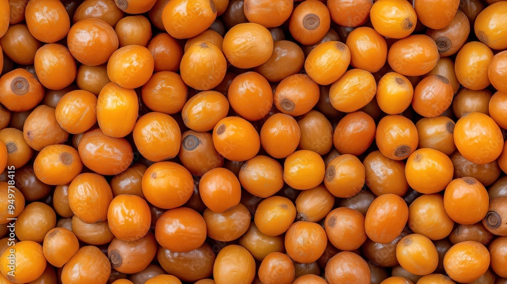 Top-down view of a dense cluster of ripe yellow coffee cherries showcasing natural texture and vibrant color Top-down view of a dense cluster of ripe yellow coffee cherries showcasing natural texture and vibrant color