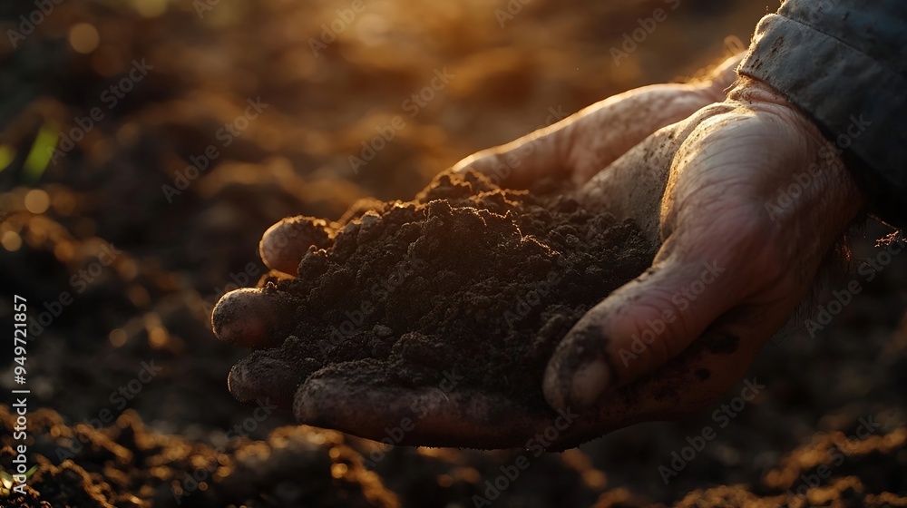 soil in the hands of the farmer agriculture closeup of farmers hands holding sun black soil in their hands fertile land garden field ground fertile concept worker holding soil plowed f : Generative AI soil in the hands of the farmer agriculture closeup of farmers hands holding sun black soil in their hands fertile land garden field ground fertile concept worker holding soil plowed f : Generative AI