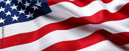 Close-up of the American flag, showcasing its intricate design and vibrant colors