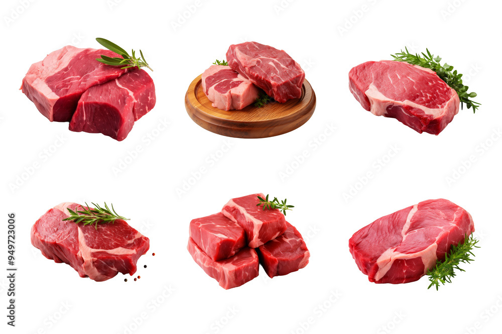 Raw Beef Meat Collection Bundle Set Isolated on a Transparent Background Raw Beef Meat Collection Bundle Set Isolated on a Transparent Background