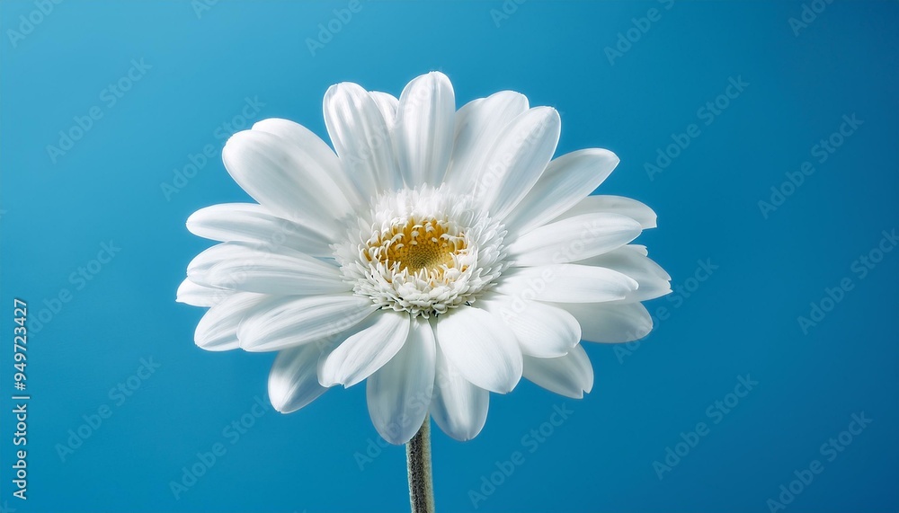 White flower on blue background
