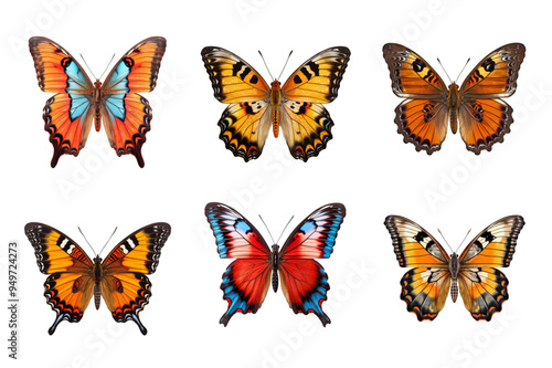 Butterfly Collection Bundle Set Isolated on a Transparent Background