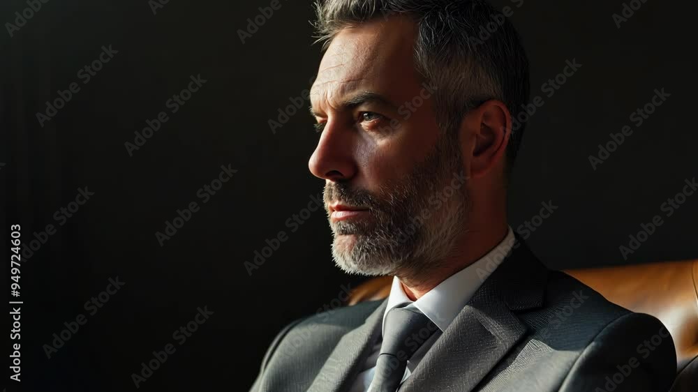 Businessman sitting and posing in office Businessman sitting and posing in office