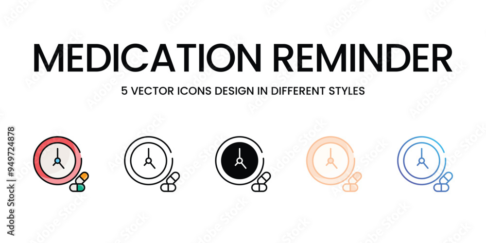 Medication Reminder icons set vector stock illustration Medication Reminder icons set vector stock illustration