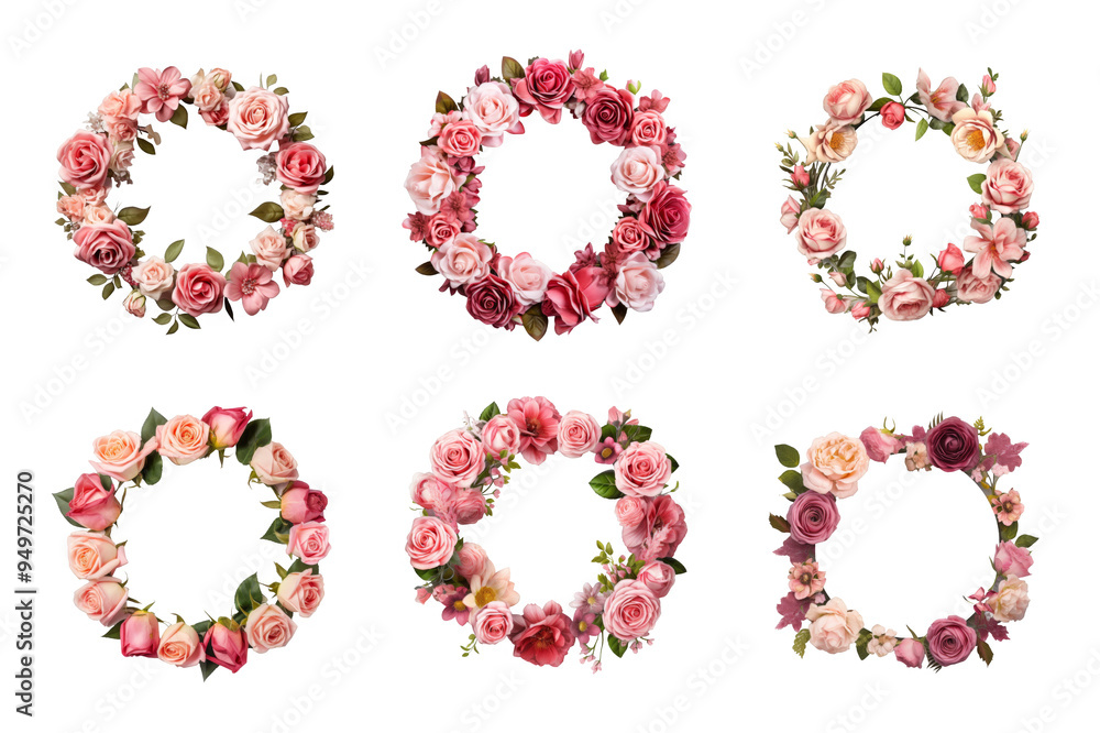 Flower Wreath Collection Bundle Set Isolated on a Transparent Background Flower Wreath Collection Bundle Set Isolated on a Transparent Background