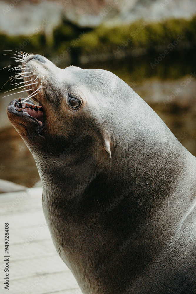 Fototapeta premium Portrait eines männlichen Kalifornischen Seelöwen (Zalophus californianus)