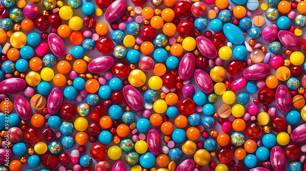 Tiny colorful pills arranged in a detailed mosaic image, vibrant hues, sharp details, high contrast, clean white background, bright lighting, hd quality, natural look. --ar 16:9 --v 6. Tiny colorful pills arranged in a detailed mosaic image, vibrant hues, sharp details, high contrast, clean white background, bright lighting, hd quality, natural look. --ar 16:9 --v 6.