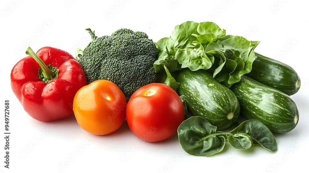 Greenstuff Fresh vegetables isolated over white background : Generative AI