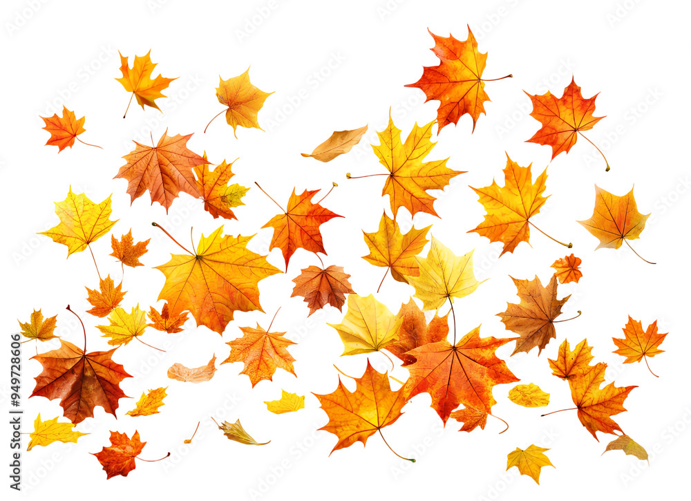 PNG maple autumn leaves on white isolated background PNG maple autumn leaves on white isolated background