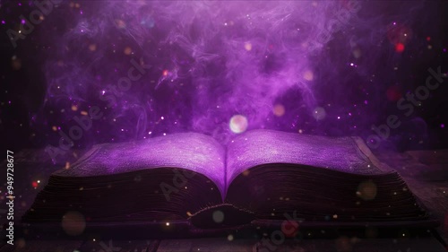 mist over a ancient magical book background photo