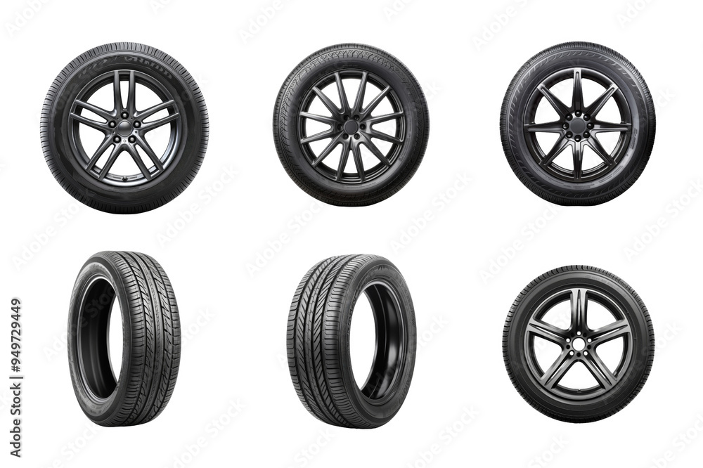 Car Tire Collection Bundle Set Isolated on a Transparent Background Car Tire Collection Bundle Set Isolated on a Transparent Background