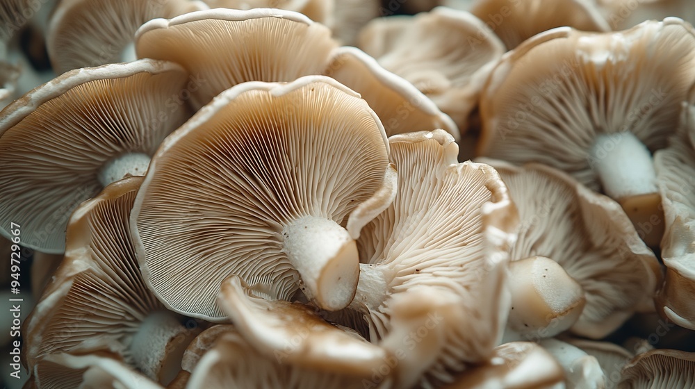 Oyster mushroom pattern copy space for design and decoration Meat substitute vegetarian eco food Growing mushrooms macro Edible mushrooms texture A bunch of mushrooms is growing : Generative AI Oyster mushroom pattern copy space for design and decoration Meat substitute vegetarian eco food Growing mushrooms macro Edible mushrooms texture A bunch of mushrooms is growing : Generative AI