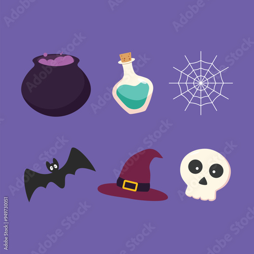 Vector flat design of halloween element collection