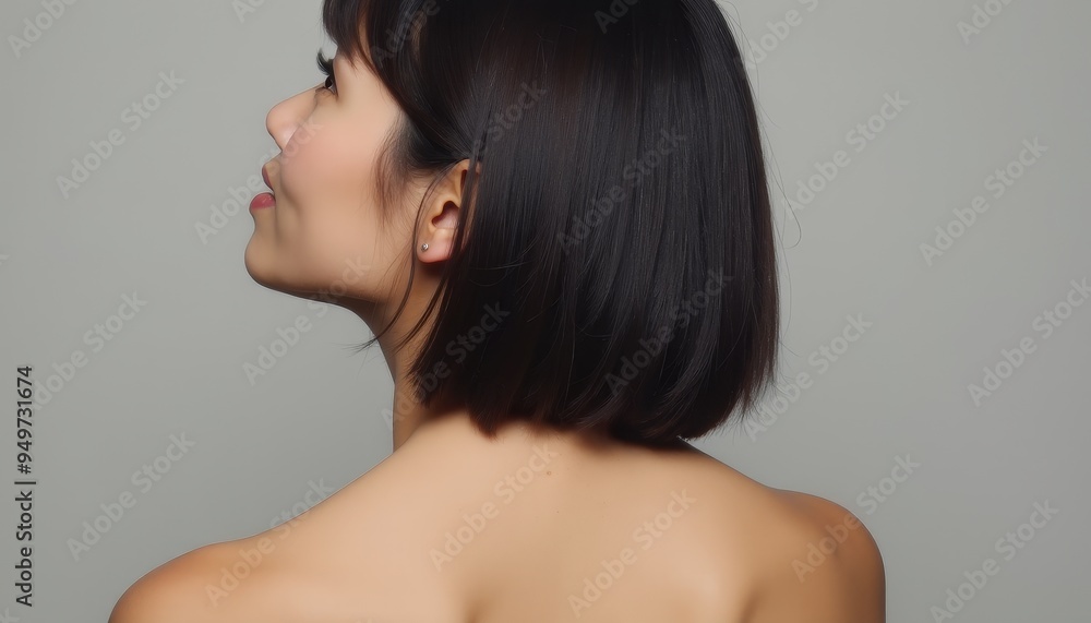 Close-Up of a Woman's Back and Side Profile with Short Hair. Close-Up of a Woman's Back and Side Profile with Short Hair.