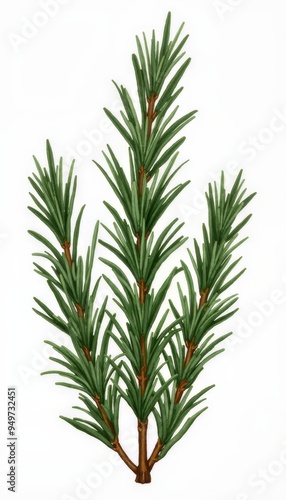 Fresh Rosemary Herb Branch with Needle-Like Leaves for Cooking