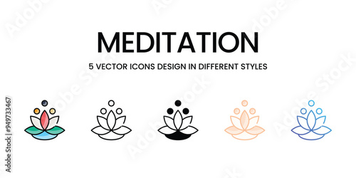 Meditation icons set vector stock illustration