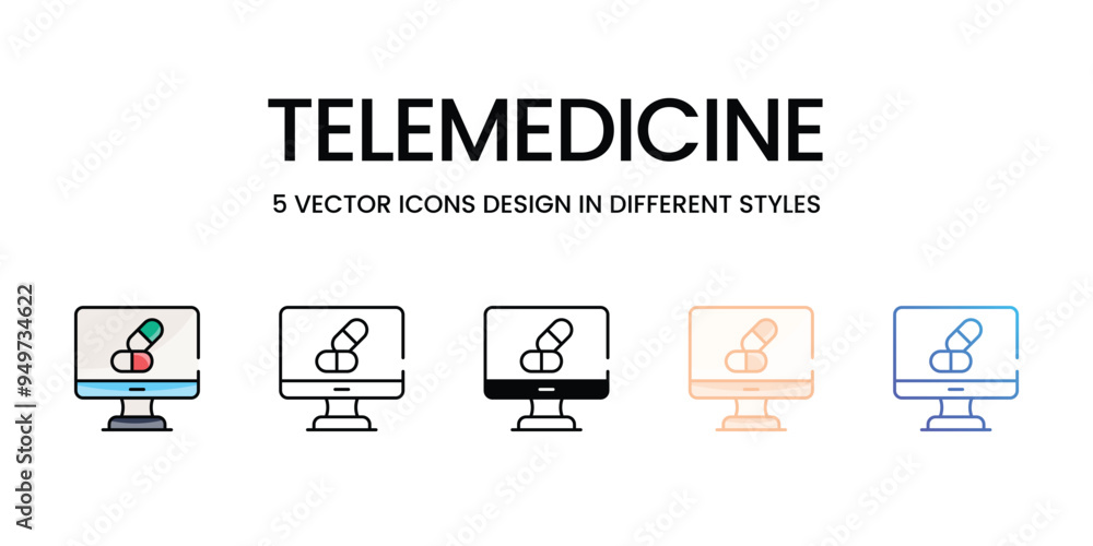 Telemedicine icons set vector stock illustration Telemedicine icons set vector stock illustration