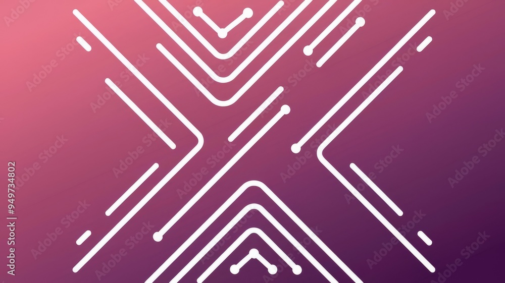 Abstract purple lines. Geometric pattern with white lines, circles and purple gradient background. Perfect for modern, minimal, tech and corporate designs. Abstract purple lines. Geometric pattern with white lines, circles and purple gradient background. Perfect for modern, minimal, tech and corporate designs.