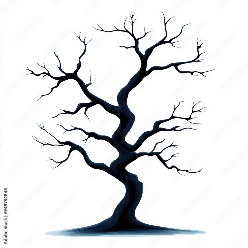 A stylized silhouette of a leafless tree with intricate branches, perfect for artistic and thematic representations. A stylized silhouette of a leafless tree with intricate branches, perfect for artistic and thematic representations.