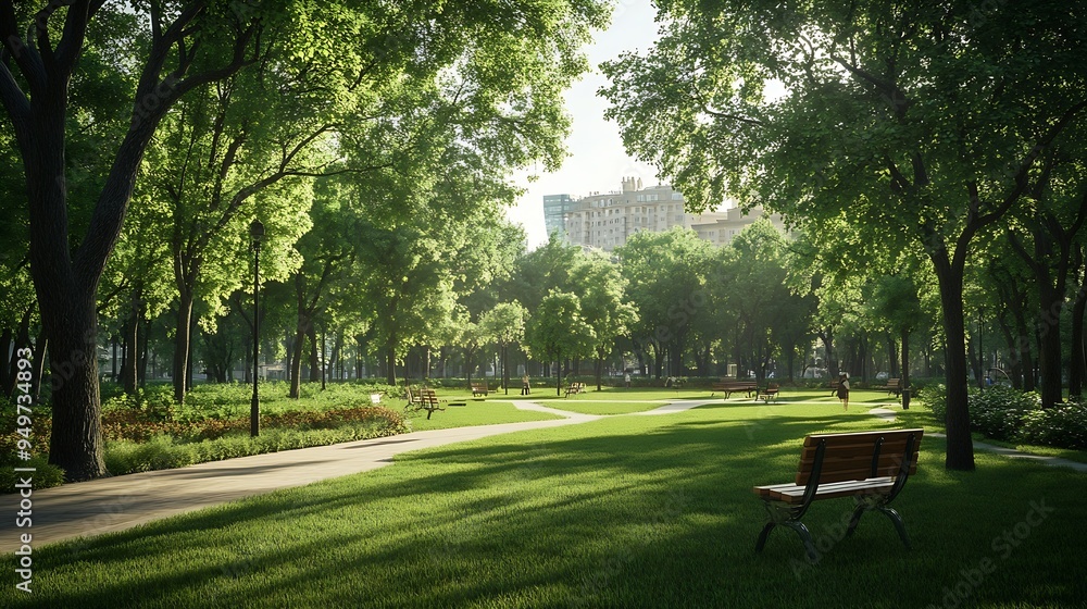 Leisure Square Park in the city vast clean square and grassy woods : Generative AI Leisure Square Park in the city vast clean square and grassy woods : Generative AI