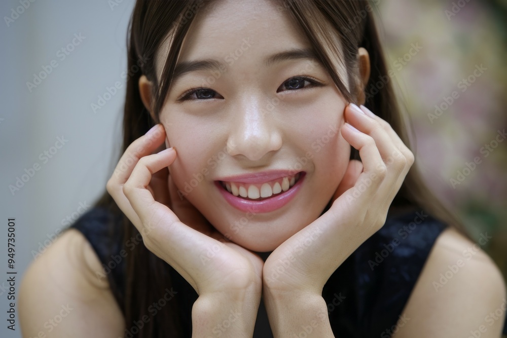 Happy young woman. Portrait of a young woman with a genuine smile, radiating happiness and optimism. Happy young woman. Portrait of a young woman with a genuine smile, radiating happiness and optimism.