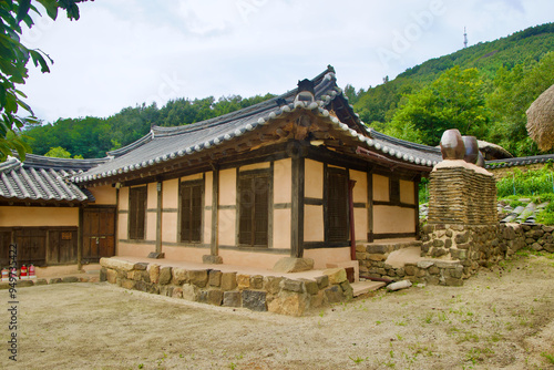 Traditional Hanok House with Stone Chimney in Wanggok Village