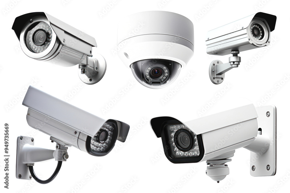 PNG cctv security camera element set, transparent background PNG cctv security camera element set, transparent background