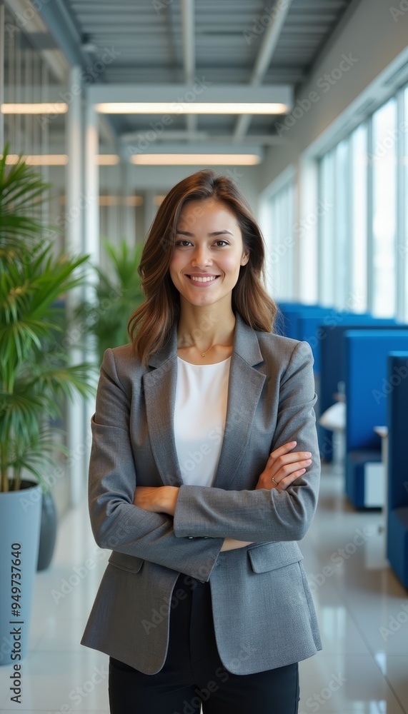 Fototapeta premium Confident Businesswoman Standing in Modern Office Environment