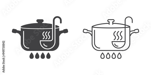 Сooking pot icon in flat style. Saucepan vector illustration on isolated background. Pan sign business concept.