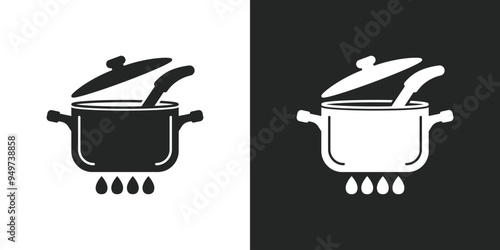 Сooking pot icon in flat style. Saucepan vector illustration on isolated background. Pan sign business concept.