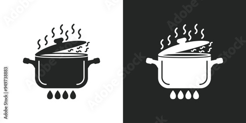 Сooking pot icon in flat style. Saucepan vector illustration on isolated background. Pan sign business concept.